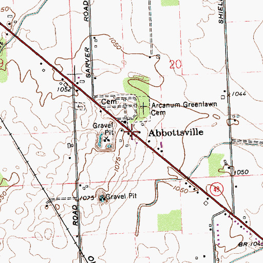 Topographic Map of Abbottsville, OH