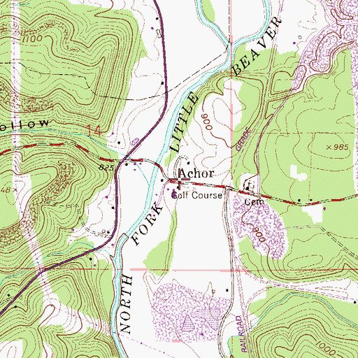 Topographic Map of Achor, OH
