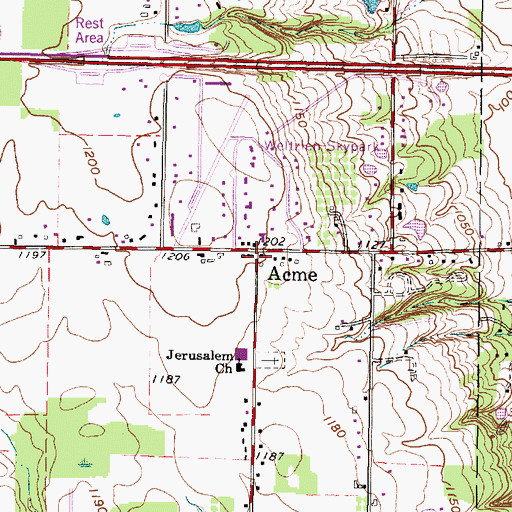 Topographic Map of Acme, OH