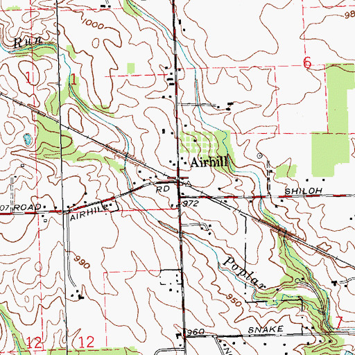 Topographic Map of Airhill, OH