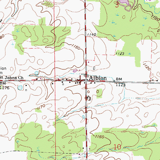 Topographic Map of Albion, OH