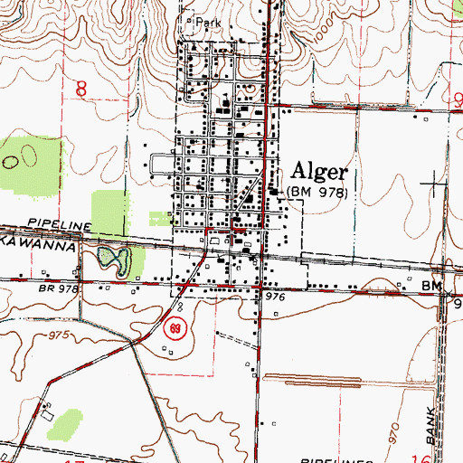 Topographic Map of Alger, OH
