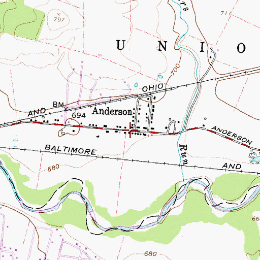 Topographic Map of Anderson, OH
