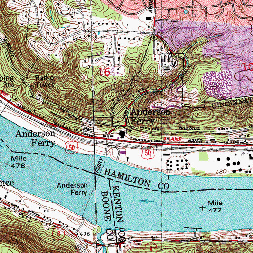 Topographic Map of Anderson Ferry, OH