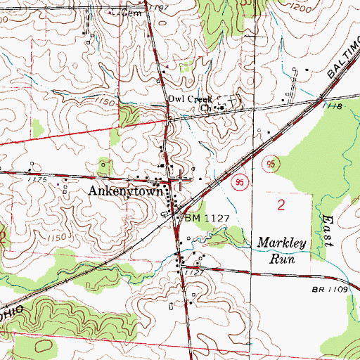 Topographic Map of Ankenytown, OH