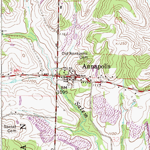 Topographic Map of Annapolis, OH