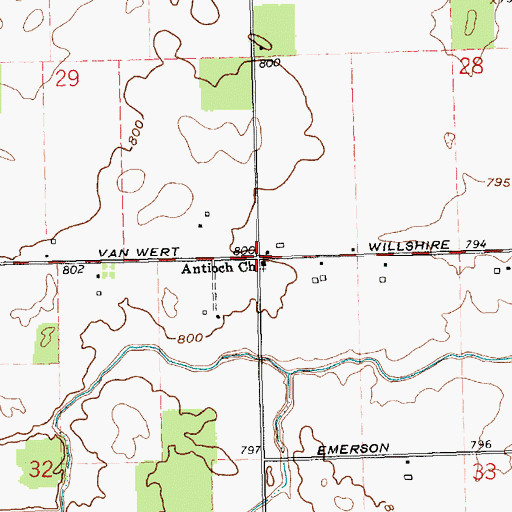 Topographic Map of Antioch Church, OH