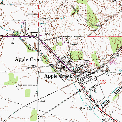 Topographic Map of Apple Creek, OH