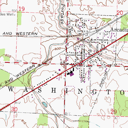 Topographic Map of Arcadia, OH