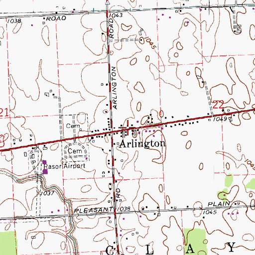 Topographic Map of Arlington, OH