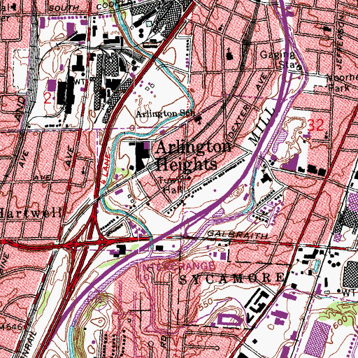 Topographic Map of Arlington Heights, OH