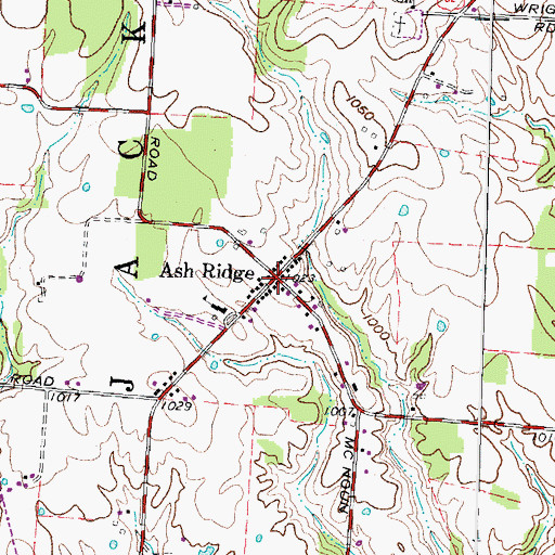 Topographic Map of Ash Ridge, OH