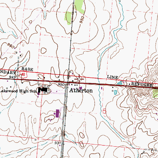 Topographic Map of Atherton, OH