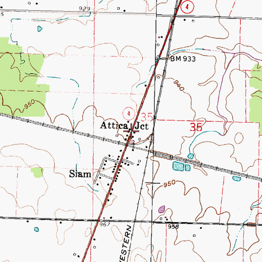 Topographic Map of Attica Junction, OH