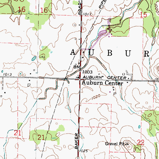Topographic Map of Auburn Center, OH