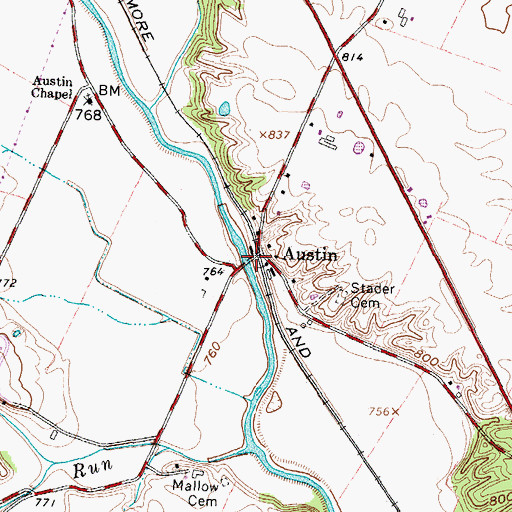 Topographic Map of Austin, OH
