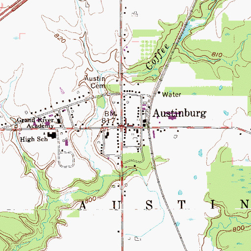 Topographic Map of Austinburg, OH