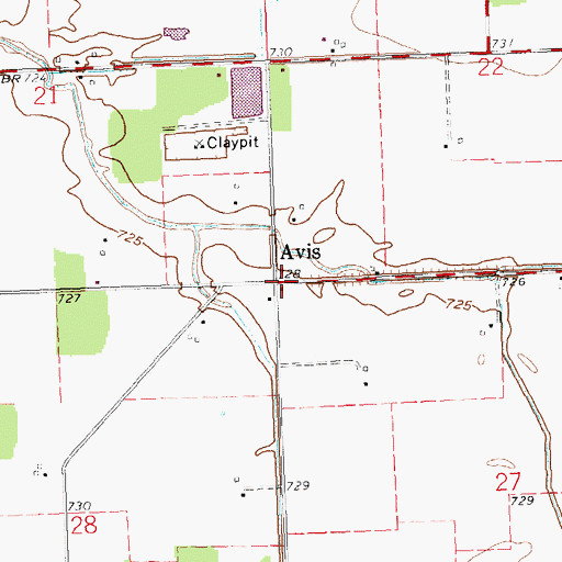 Topographic Map of Avis, OH