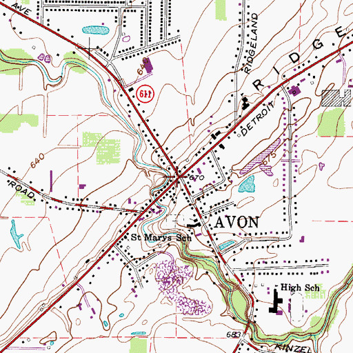 Topographic Map of Avon, OH