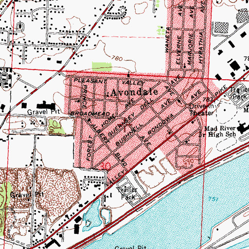 Topographic Map of Avondale, OH