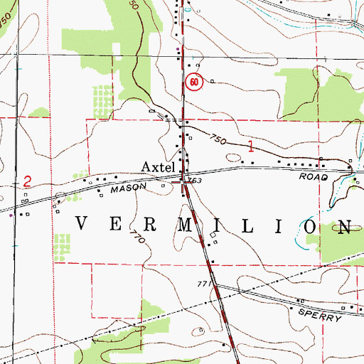 Topographic Map of Axtel, OH