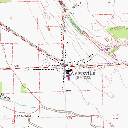 Topographic Map of Ayersville, OH