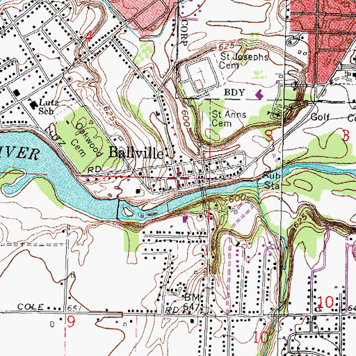 Topographic Map of Ballville, OH