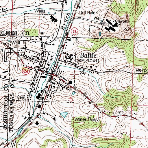 Topographic Map of Baltic, OH