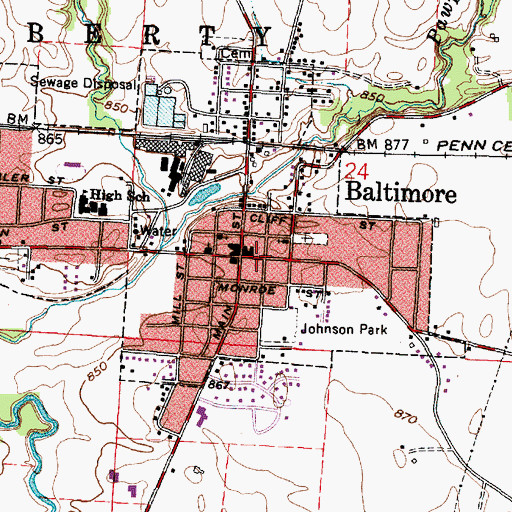 Topographic Map of Baltimore, OH