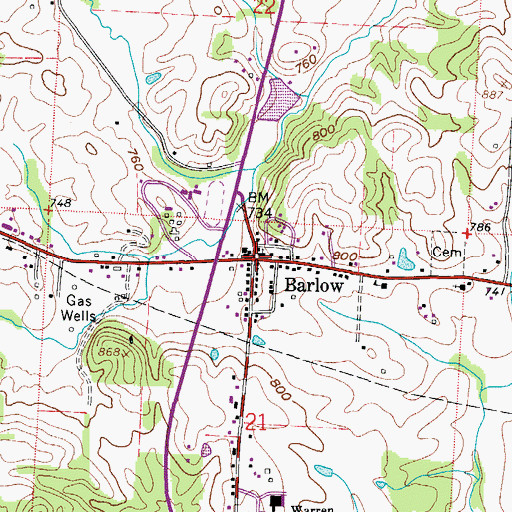 Topographic Map of Barlow, OH