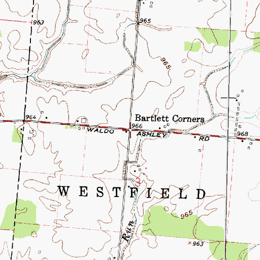 Topographic Map of Bartlett Corners, OH