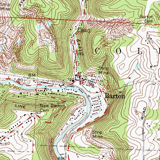 Topographic Map of Barton, OH