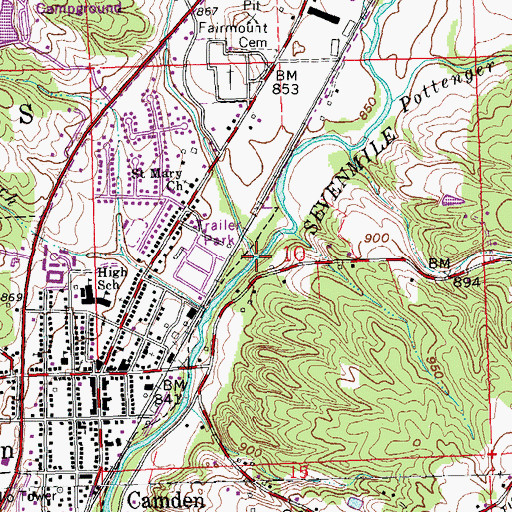 Topographic Map of Beasley Run, OH
