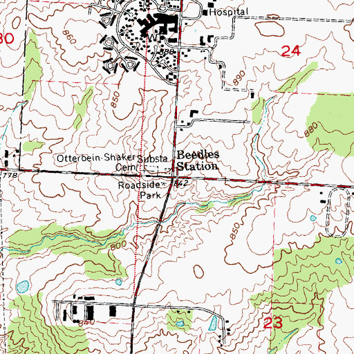 Topographic Map of Beedles Station, OH