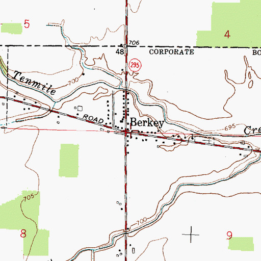 Topographic Map of Berkey, OH