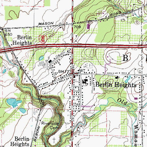 Topographic Map of Berlin Heights, OH