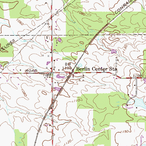 Topographic Map of Berlin Center Station, OH