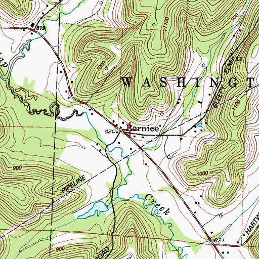 Topographic Map of Bernice, OH