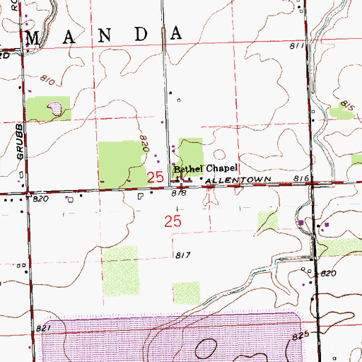 Topographic Map of Bethel Chapel, OH