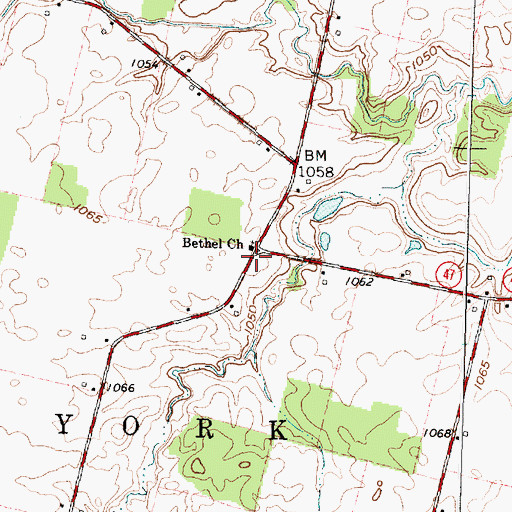Topographic Map of Bethel Church, OH