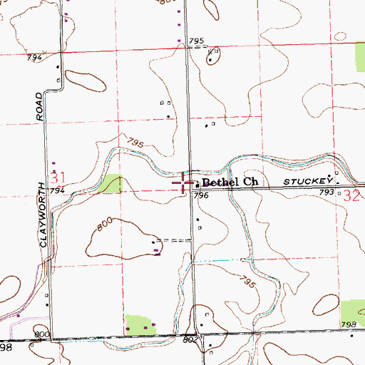 Topographic Map of Bethel Church, OH