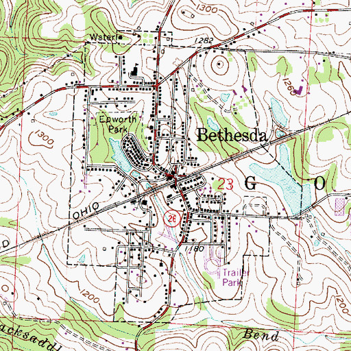 Topographic Map of Bethesda, OH