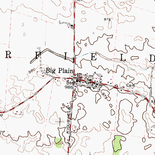Topographic Map of Big Plain, OH