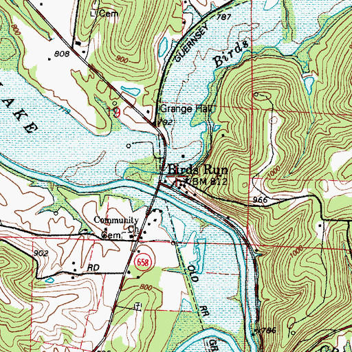 Topographic Map of Birds Run, OH
