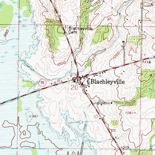 Topographic Map of Blachleyville, OH