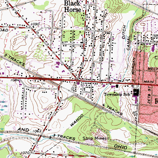 Topographic Map of Black Horse, OH