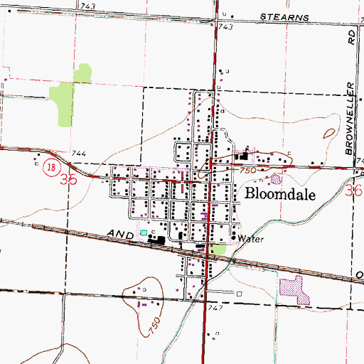 Topographic Map of Bloomdale, OH
