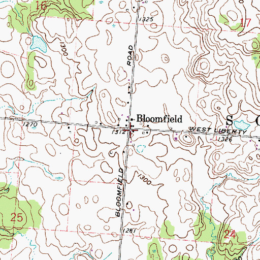 Topographic Map of Bloomfield, OH