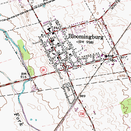 Topographic Map of Bloomingburg, OH
