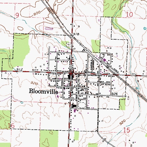 Topographic Map of Bloomville, OH